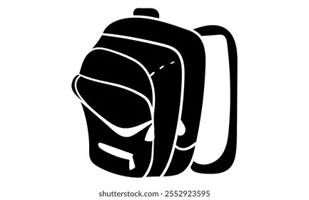 Open backpack silhouette vector illustration. Isolated on white background