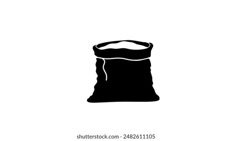 open bag emblem , sugar, flour, salt, black isolated silhouette