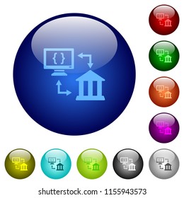 Open banking API icons on round color glass buttons