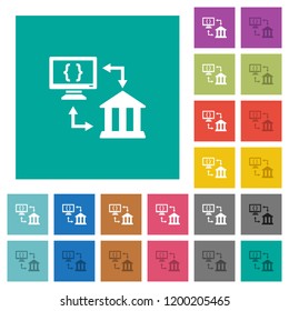 Open Banking API Multi Colored Flat Icons On Plain Square Backgrounds. Included White And Darker Icon Variations For Hover Or Active Effects.