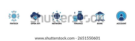 Open banking banner web icon vector illustration concept for financial technology with an icon of the fintech, coding, open API, finance, banking, network, and account