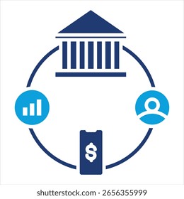 Open Banking Flat Blue Symbol Vektorgrafik