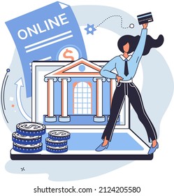 Open banking platform, online banking system concept for mobile investment and online transaction. Banking operations, payment processing, currency exchange, check account, manage deposit, e-commerce