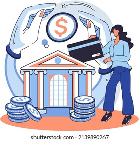 Open banking platform, online transaction system concept for mobile investment and online payment. Banking operations, payment processing, currency exchange, check account, manage deposit, e-commerce