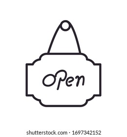open banner line style icon design of Shopping commerce market store shop retail buy paying banking and consumerism theme Vector illustration