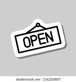 Open banner simple icon, vector. Flat design. Sticker with shadow on gray background.ai