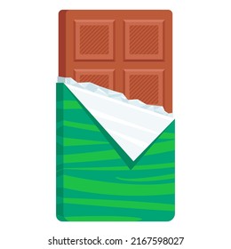 an open bar of milk chocolate. the sweetness of cocoa. flat vector illustration.