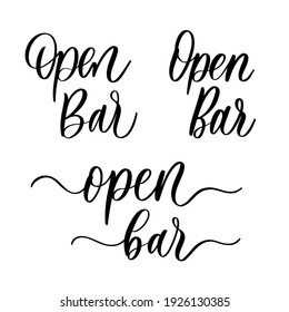 Barra abierta - conjunto de inscripciones de caligrafía dibujadas a mano.