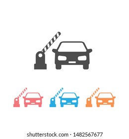 Open barrier, car vector icon set on white