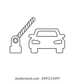 Barrera abierta, icono de Vector de coche en blanco
