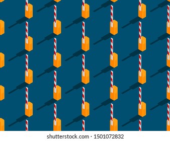 Open Barrier gate car parking 3D isometric seamless pattern, Exit concept design illustration isolated on blue background with copy space, vector eps 10