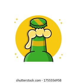 Open a Beer Bottle Vector Icon Illustration Conceptual. Beer Party Celebration