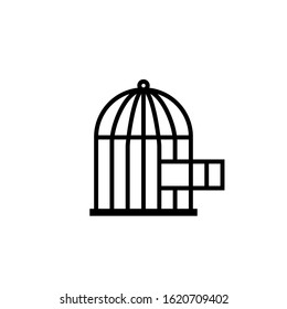 Open bird cage icon. Clipart image isolated on white background