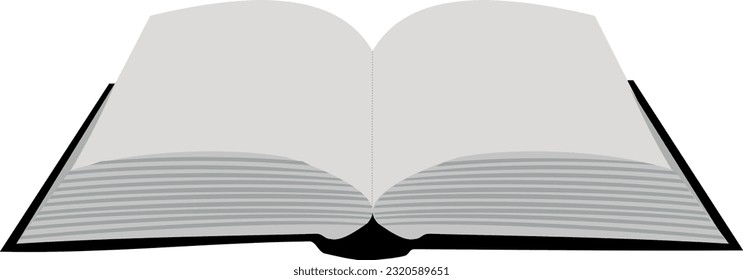 Open black book with empty pages on transparent background