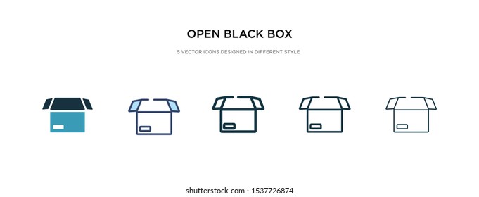 open black box icon in different style vector illustration. two colored and black open black box vector icons designed in filled, outline, line and stroke style can be used for web, mobile, ui