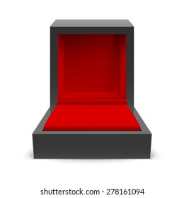 Open Black Box For Jewelry On A White Background