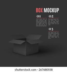 Open black box mockup template. Can be used to deliver your goods. Vector Illustration EPS10.