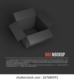 Open black box mockup template. Can be used to deliver your goods. Vector Illustration EPS10.