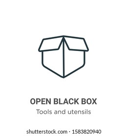 Open black box outline vector icon. Thin line black open black box icon, flat vector simple element illustration from editable tools and utensils concept isolated on white background