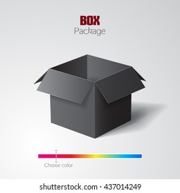 Open black box. Vector illustration.