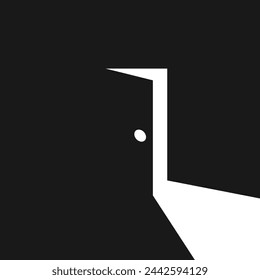 Open black door with scary darkness. Room interior design
