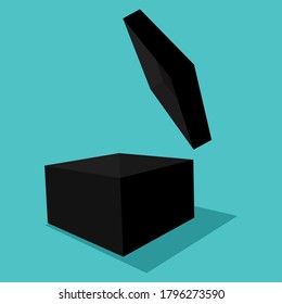 Open the black gift box. Isolated on background Vector illustration