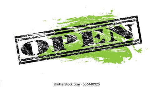 open black and green vector stamp on white background