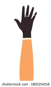 open black hand up design, diversity people multiethnic race and community theme Vector illustration