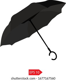 An open black umbrella. Vector illustration.