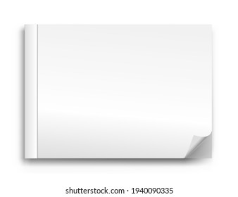 Open blank album or magazine with soft shadow. Realistic empty template or mock up isolated on white background. Vector illustration, eps 10