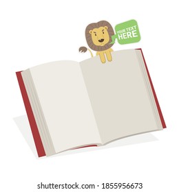 Abrir un libro en blanco con una linda ilustración vectorial de marcadores aislada en fondo blanco. Abrir el banner de la página en blanco del libro. 