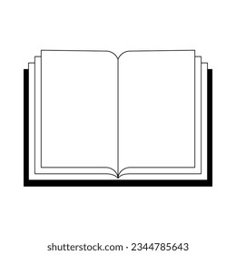 Abrir icono de libro en blanco aislado en fondo blanco. Ilustración vectorial plana en silueta.