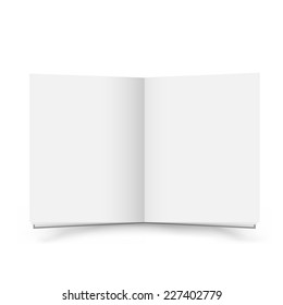 The open blank book with shadow on the white background