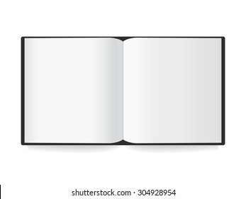 Open  blank book with white pages  isolated on white background. Vector illustration.