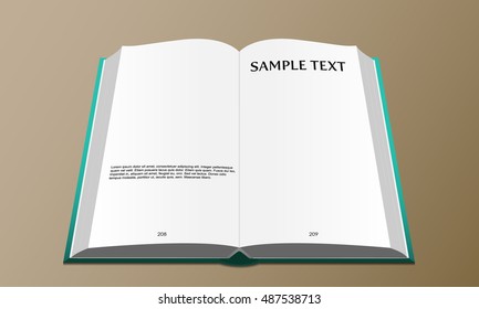 Open blank book for your own artwork. Vector magazine.