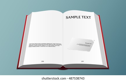 Open blank book for your own artwork. Vector magazine.