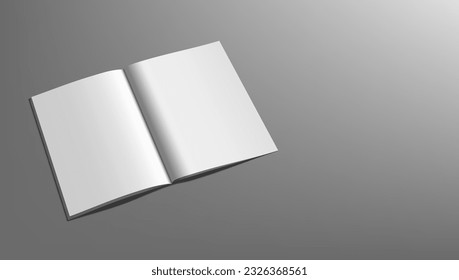 Open Blank Brochure Or Magazine Isolated On Grey. EPS10 Vector