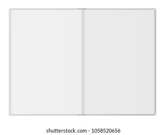 Open Blank Flat Book Spread With White Paper Page Design Template Background