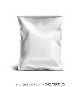 Open Blank Foil Bag Packaging For Food Isolated On White. EPS10 Vector