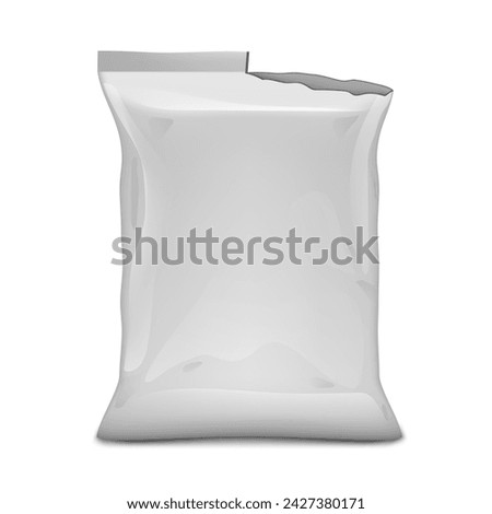 Open Blank Foil Bag Packaging For Food Isolated On White. EPS10 Vector