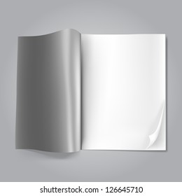 open blank magazine on grey