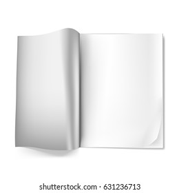 open blank magazine on white. vector illustration