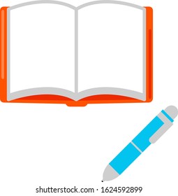 Open blank note book and a pen