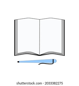 open blank notebook with pen