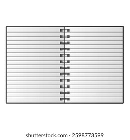 Open Blank Notebook Vector. White Notebook Element Stationery. Binder Notebook Icon.