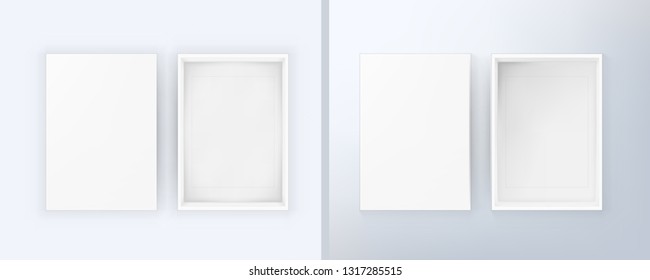 Open Blank White Box With Soft And Side Light. EPS10 Vector