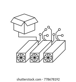 Open block bitcoin outline icon