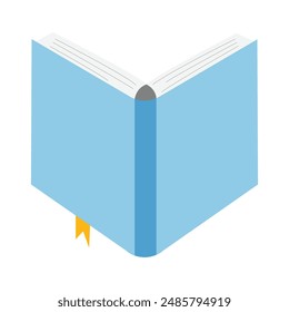 Open blue book flat vector illustration