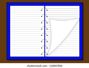 open blue book on background Brown