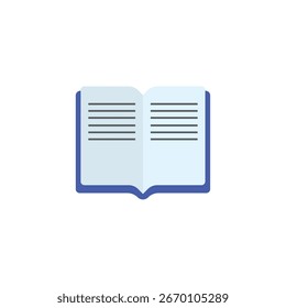 Offenes blaues Buch mit Textzeilen für Lese- und Lernzwecke Vektorgrafik